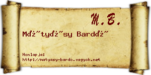 Mátyásy Bardó névjegykártya